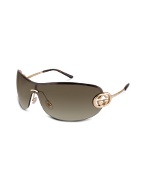 Interlocking GG Metal Rimless Shield Sunglasses