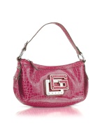 Coleen - Berry Croco Stamped Patent Mini Hobo Bag