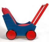 Dolls Pram Blue/Red