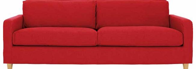 Habitat Chester Red 3 Seat Sofa with Oak Feet