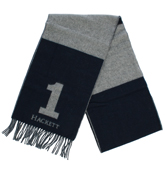 Navy and Grey Stripe Tassle Scarf