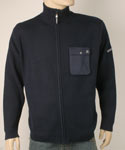 Navy Full Zip Cotton Sweater