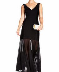 Black v-neck sheer detail gown