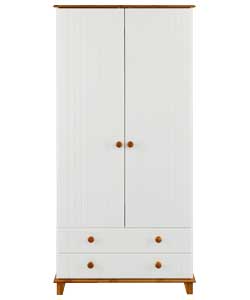 2 Door 2 Drawer Robe - White