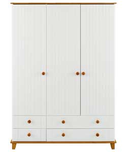 3 Door 4 Drawer Robe - White