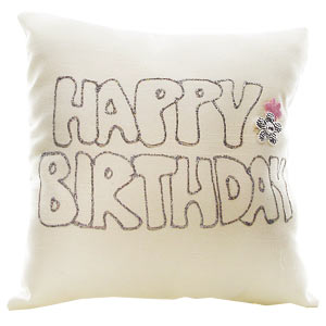 Birthday Hand Painted Silk Cushion