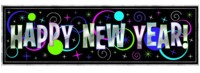 New Year - Giant Metallic Sign Banner 1.65m