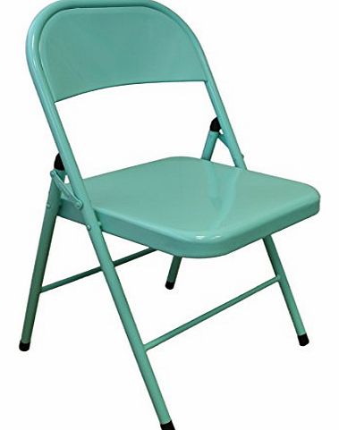 Duck Egg Blue Metal Folding Desk Chair