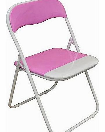 Harbour Housewares Pink / White Padded, Folding, Desk Chair