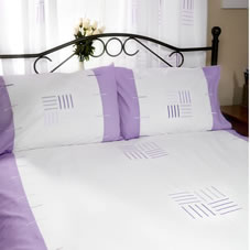 Platinum Linear Square Duvet Set Lilac