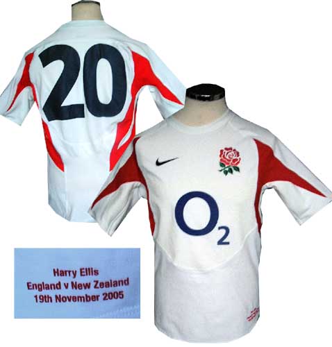 Ellis - England No. 20 match worn shirt v New Zealand November 2005