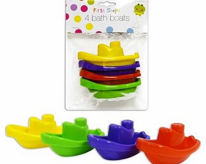 Set of 4 Baby Girls/Boys Fun Educational Asstd Colour Bath Boats