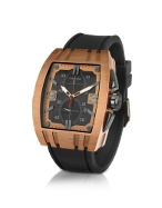 Mangusta - Gold Plated Black Rubber Strap Chrono Watch