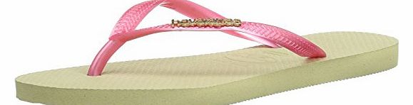 Womens Slim Logo Metallic Fashion Sandals 4119875 Sand Grey/Pink 5 UK, 40 EU