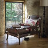 Chaise Longue - Dorchester Linen Flock Cream - White leg stain