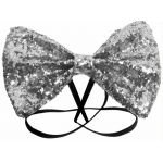 BOW TIE GLITTER 12 X 7CM SILVER