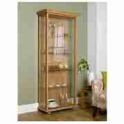 Double Glass Display Cabinet, Knotty Oak