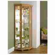 Glass Corner Display Cabinet, Oak