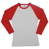 American Apparel - Baby Rib 3/4 Sleeve Raglan, White and Red, M