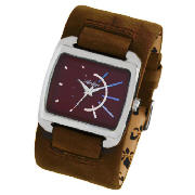 wide brown cuff watch