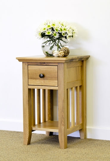 Rustic Oak 1 Drawer Narrow Bedside Table