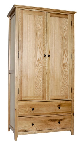 Rustic Oak Double Gents Wardrobe with 2