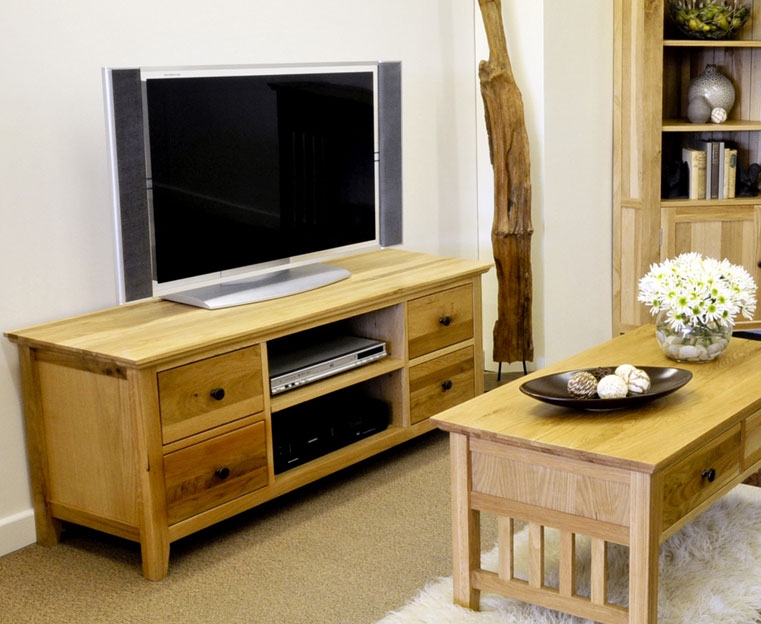 Rustic Oak Wide TV Unit