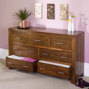 Clearance - Laguna Sheesham 3+4 Drawer Chest