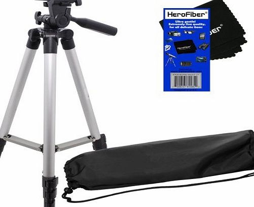 50``/127 Cm Light Weight Aluminum Photo/Video Tripod & Carrying Case for Nikon Coolpix P330, P510, P520, & P7800 Digital Cameras w/ HeroFiber Ultra Gentle Cleaning Cloth