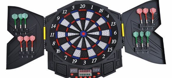 DART BOARD SET ELECTRONIC DARTBOARD LED DIGITAL SCORE DISPLAY SOFT TIP 27 GAMES SPEAKER SOUND WITH DARTS