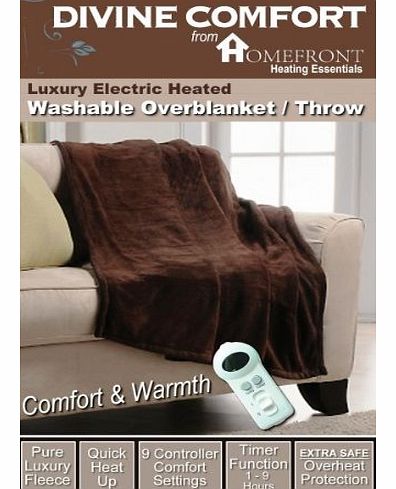  Pure Luxury Soft Washable Electric Heated Chocolate Throw (160 x 130 cms)