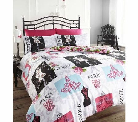 DUVET COVER BED SET PARIS COUTURE FASHION BOUDOIR QUILT SET (single)