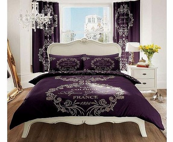 PURPLE SCRIPT PRINTED DUVET COVER SETS (double)