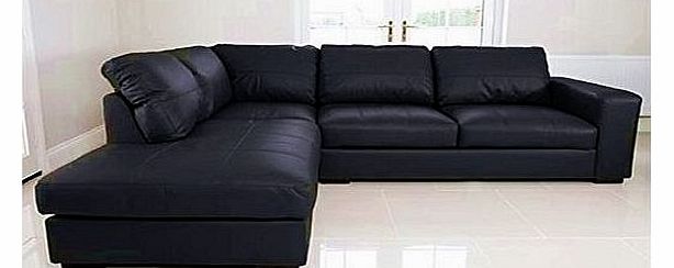 BRAND NEW WESTPOINT VENICE BIG CORNER SOFA FAUX LEATHER BLACK LEFT HAND SIDE