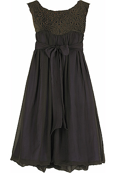 Velvet stitched yoke dress