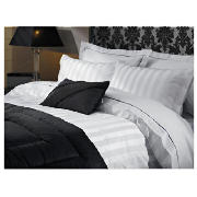 5* Satin Stripe King Duvet Set, White