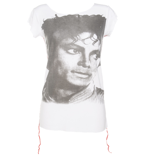 Ladies White Contrast Stitch Michael Jackson