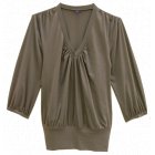 Hug 3/4 Sleeve Volume Top - Pewter