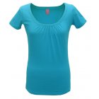 Hug Short Sleeve Scoop Neck Top Moroccan Blue