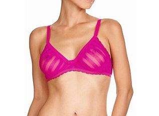 Huit Magenta striped mesh full-cup bra