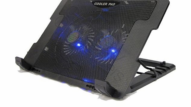 HUMLIN LAPTOP COOLER STAND 2 FANS TILT USB HUB FOR 15 17`` INCH COOLING PAD FAN YL-339A