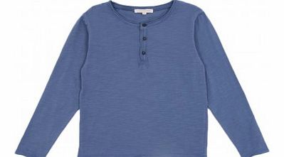 Tunisian Collar T-shirt Denim blue `10 years,12