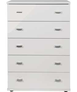 5 Drawer Chest - White Gloss