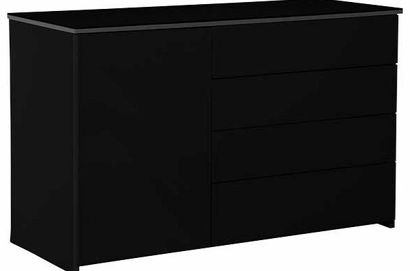 Aurora 1 Door 4 Drawer Sideboard - Black