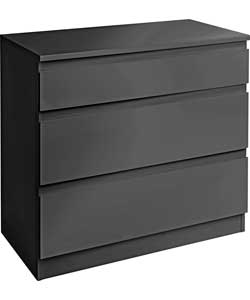 Harpur High Gloss 3 Drawer Chest - Black