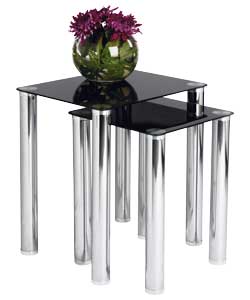 Matrix Black Glass Nest of Tables