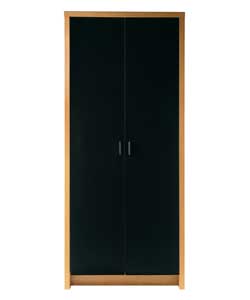 Misaki 2 Door Wardrobe - Walnut & Black