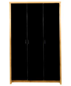 Misaki 3 Door Wardrobe - Walnut & Black