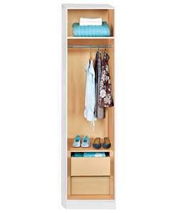 Modular 1 Door 2 Drawer Wardrobe - White