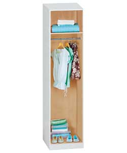 Modular 1 Door Wardrobe - White Panelled